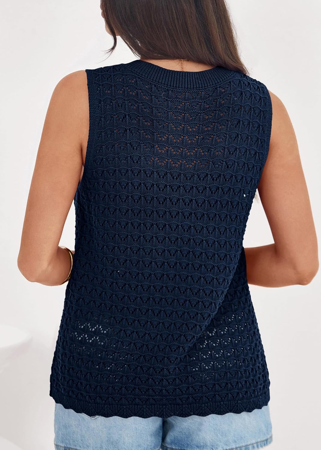 KIRUNDO Sweater Vest Women Crochet Tank Tops 2026 Spring Summer Sleeveless Knit Pullover Beach Cover Up Vacation Outfits - Image 2