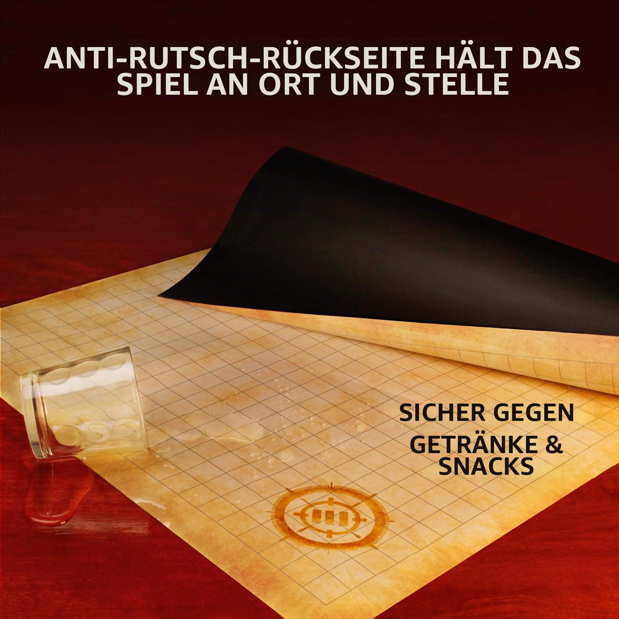 ENHANCE RPG-Gittermatte – Tisch-DND-Karte (61 x 91,4 cm), trocken abwischbare Rollenspielmatte, komplettes Gaming-Set, löschbare Kampfgitter-Spielmatte aus Pergament mit Reisetasche, Marker-Set