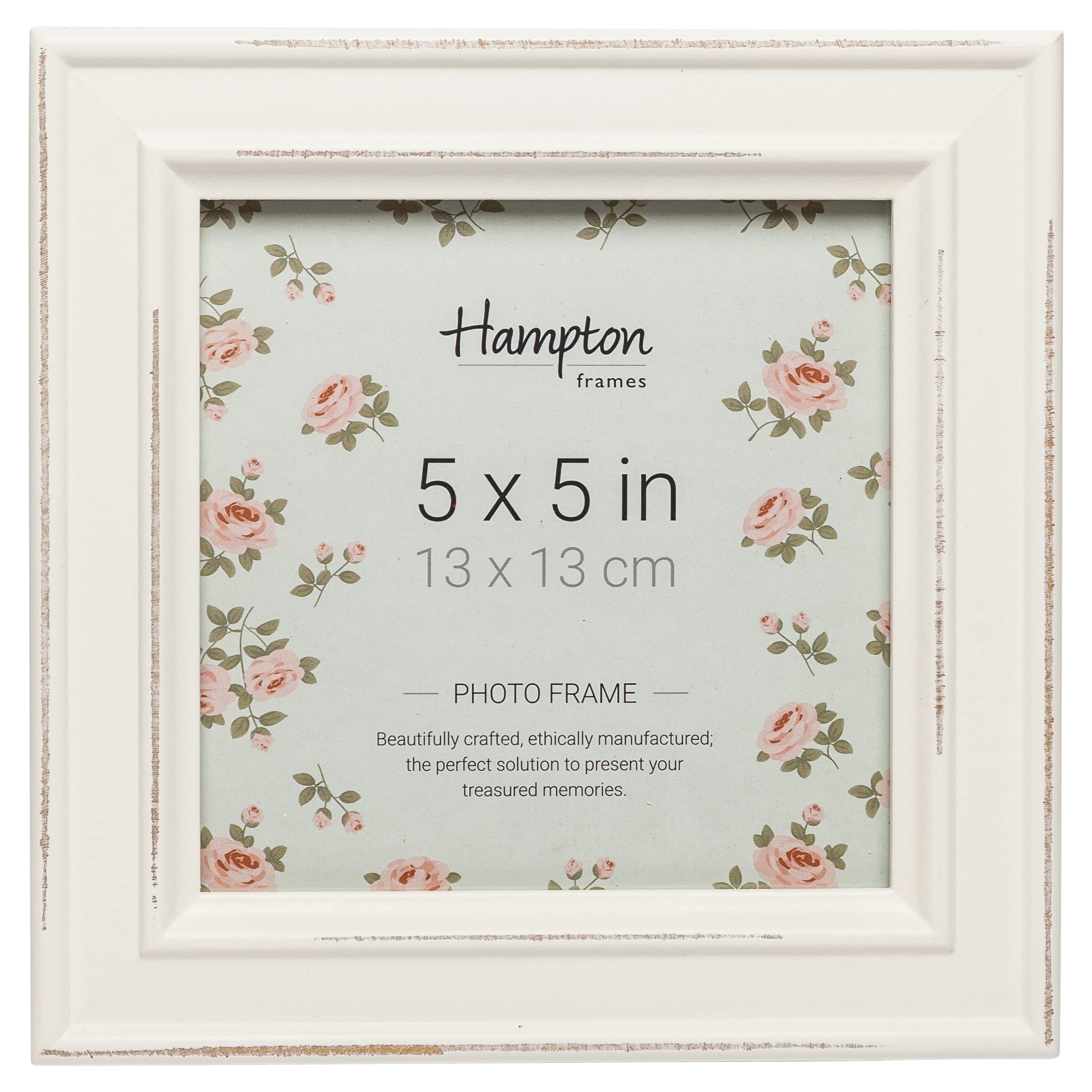 Hampton Frames White | Paloma Square Photo Frame | 5X5 Inch (13X13cm), Glass | Modern Design, Wall Or Tabletop Display, Secure Fittings | Display Photos With Style