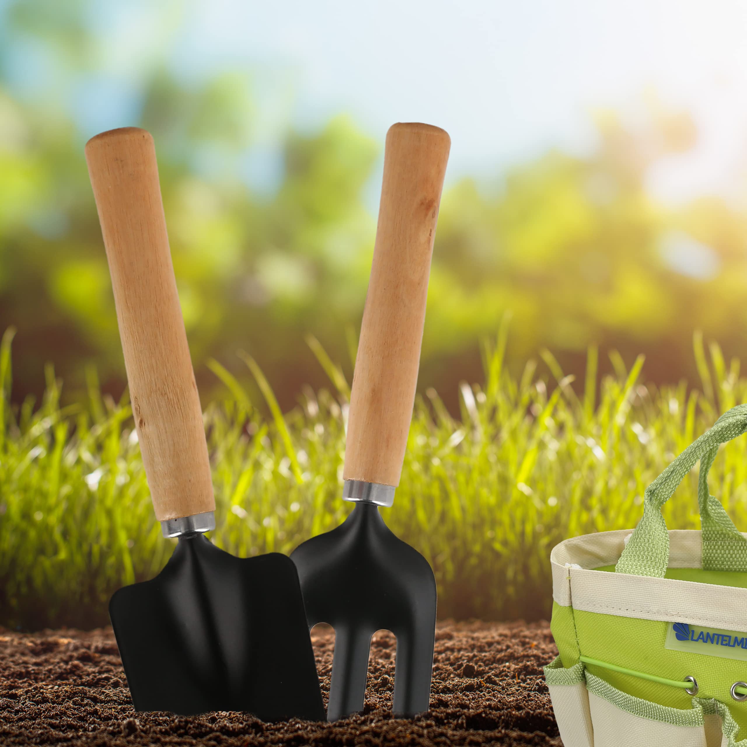 Lantelme 5124 - Juego de Herramientas de jardín de 7 Piezas con Bolsa, Tijeras de jardín, Guantes y Pala