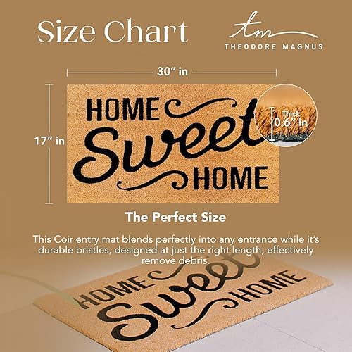 Miniatura 3 de THEODORE MAGNUS - Felpudo de fibra de coco natural con parte trasera antideslizante, 17 x 30cm6.7 x 11.8, para exterioresinteriores