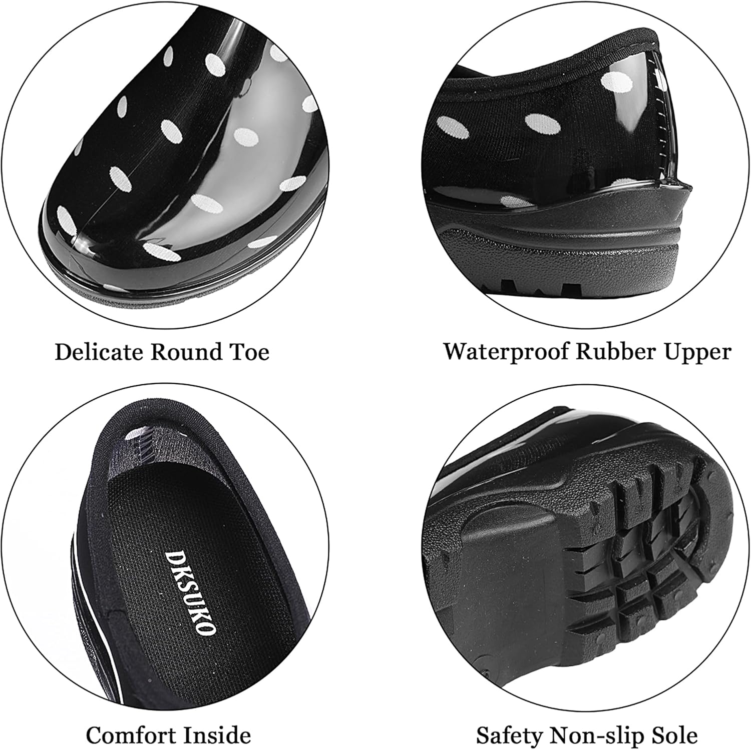 DKSUKO Waterproof Garden Shoe for Women Outdoor Slip-On Rain Boots Short Ankle Work Shoes and Garden Clogs with Comfort Insole - Image 5