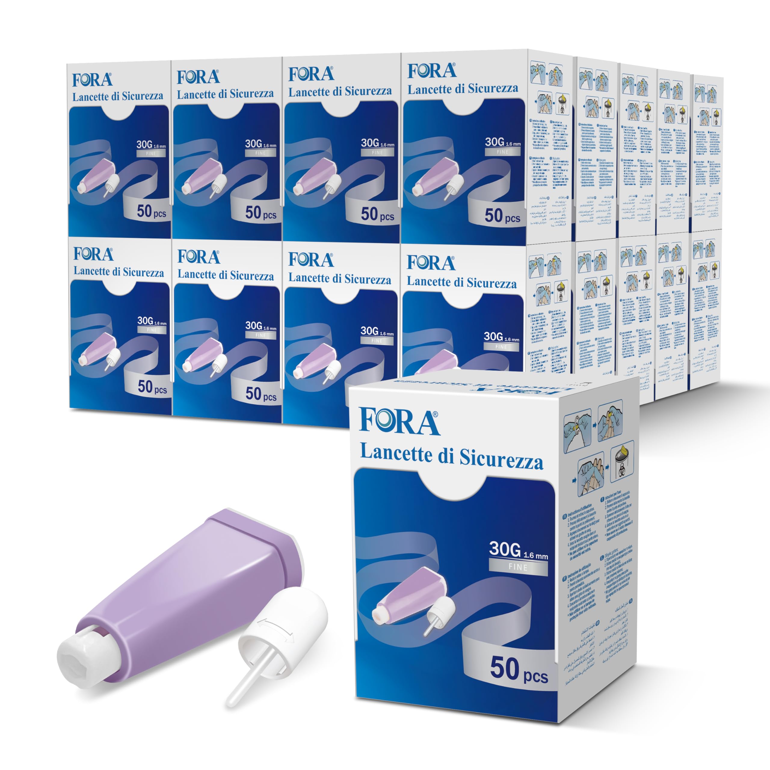 FORA Safety-Lanzetten 30G 1.6mm - 20000 Stück, einmalstechhilfe der für kapillare Blutentnahme
