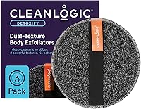 Cleanlogic Detoxify Charcoal Body Scrubber - Dual-Texture Exfoliator for Deep Clean, Smooth Skin, 3-Pack Value