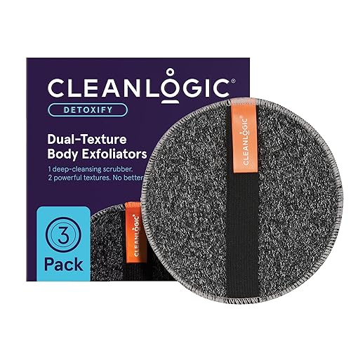 Cleanlogic Detoxify Purifying Charcoal Infused Exfoliating Body Scrubber, Dual-Texture Round