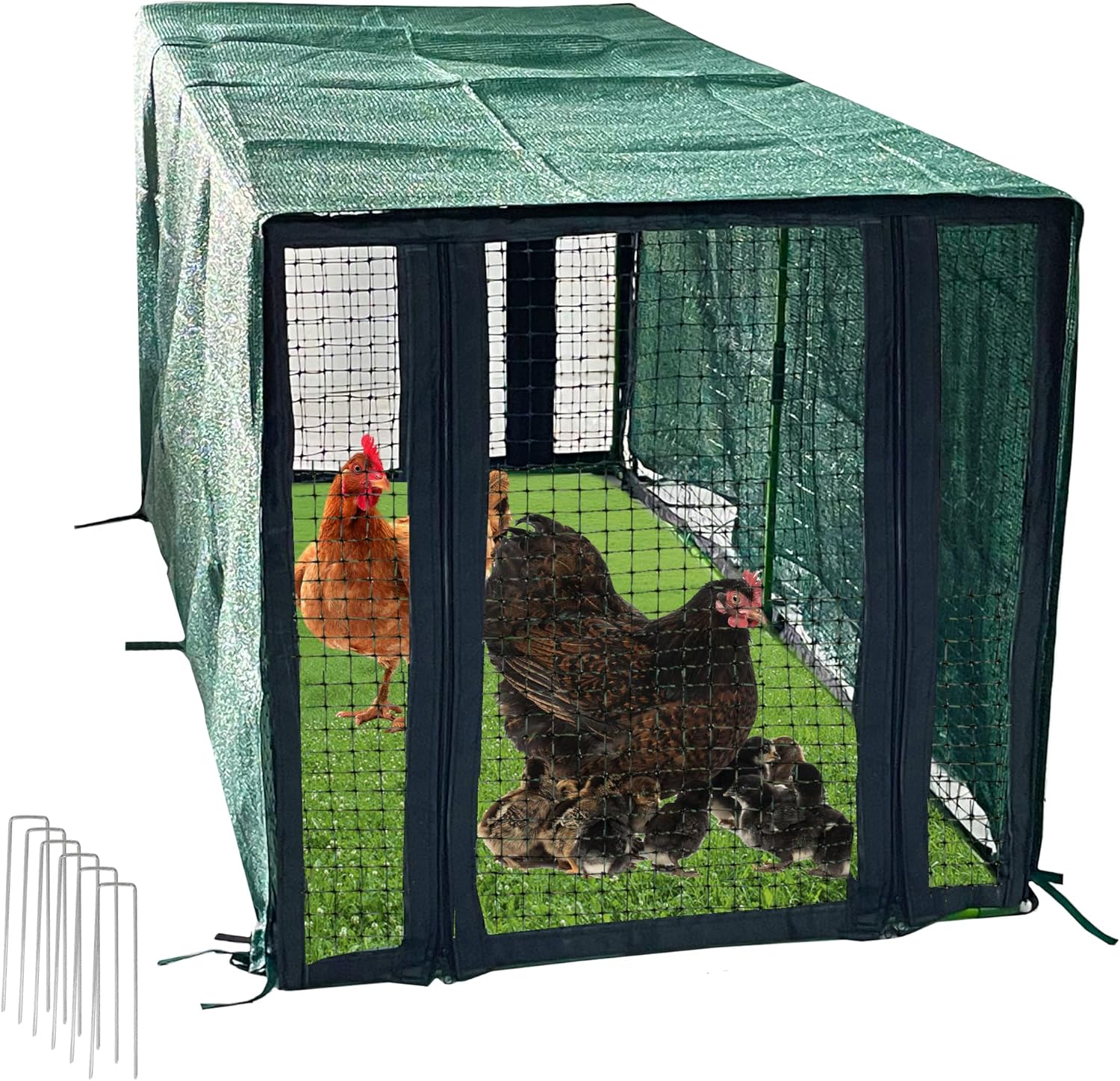 Chicken Coop with Garden Shade Cloth 4.4 * 2.2 * 2.2 FT Portable Poultry Cage Chicken Runs House Pen Cage Tarp for Outdoor Backyard Farm Use, Suitable for Chickens, Ducks, Quails and Cat Shade Cloth 53*26*27