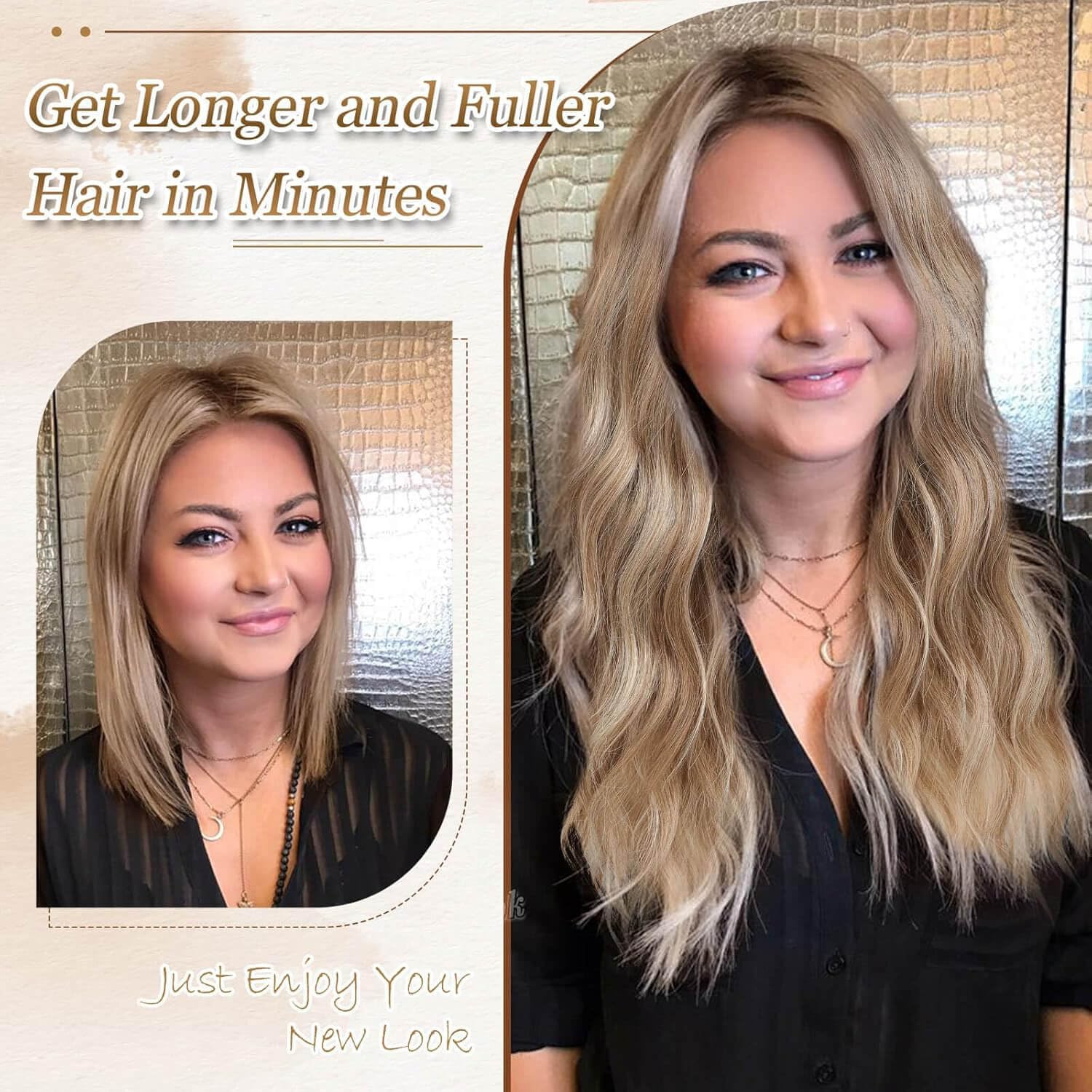 Ms Taj Extensions de cheveux pour femme - Brun blond avec racines foncées