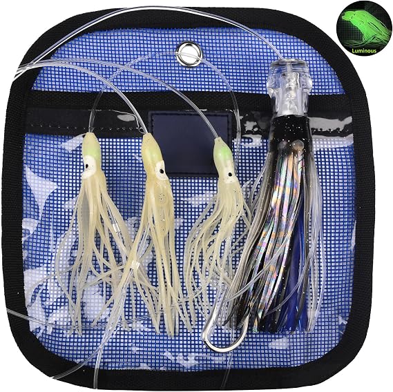 Squid Lure Soft Bait 6 inch with Tapered Silicone Skirt for Subtle Pulsation and Low Light Feeding Conditions (9inch blue)
