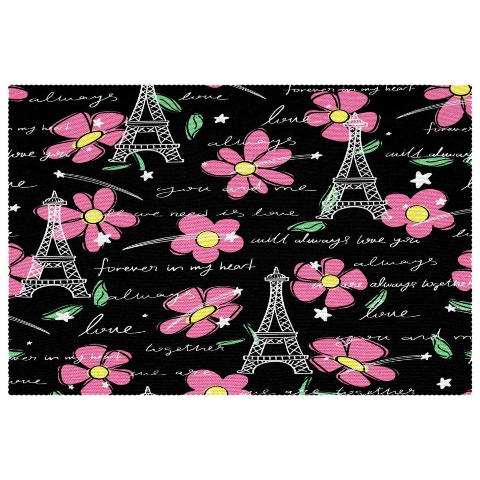 Sets de table tissu Oxford lavables Tour Eiffel pour protéger votre table