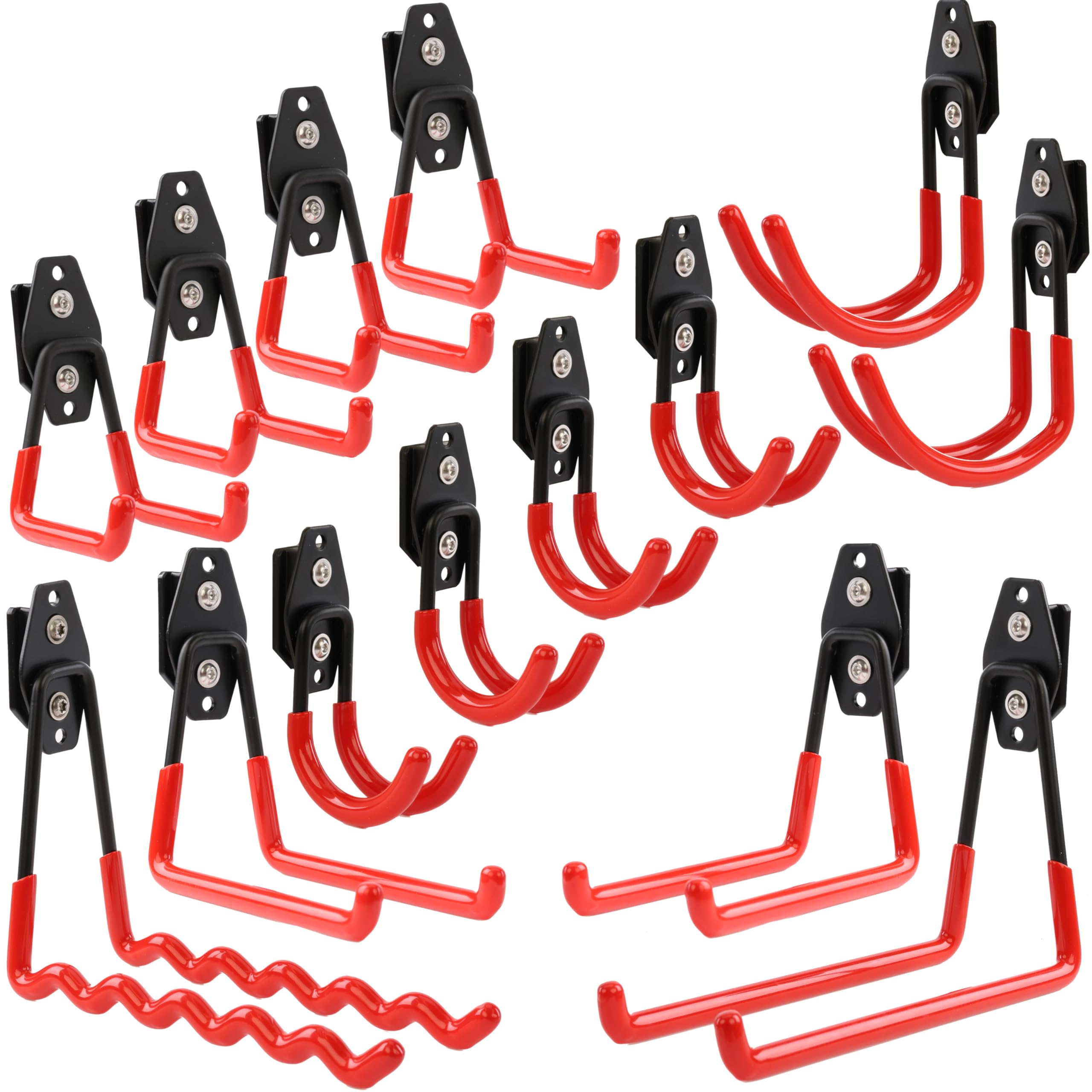 botle Set 14 Stck. Werkzeughaken Qbrick Koffer-System für Werkzeuge Gerade und U-förmig S, M, L Grosse, Stahl mit PVC, Garage, Werkstatt, Elektrowerkzeuge, Doppelhaken, Tragkraft bis 30kg