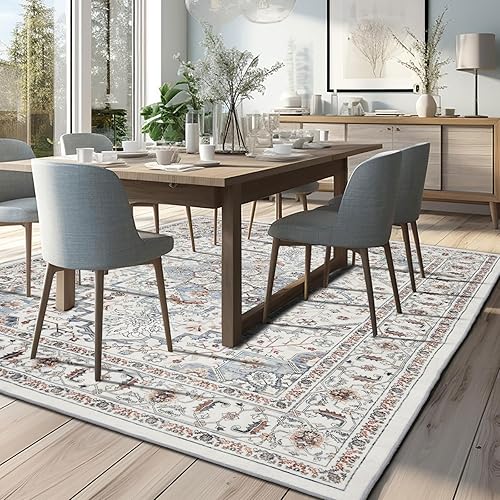 Miniatura 8 de Brevonox Alfombras de área para sala de estar, alfombras de 5 x 7 pies, alfombra para dormitorio, alfombra lavable a máquina, alfombra de comedor,