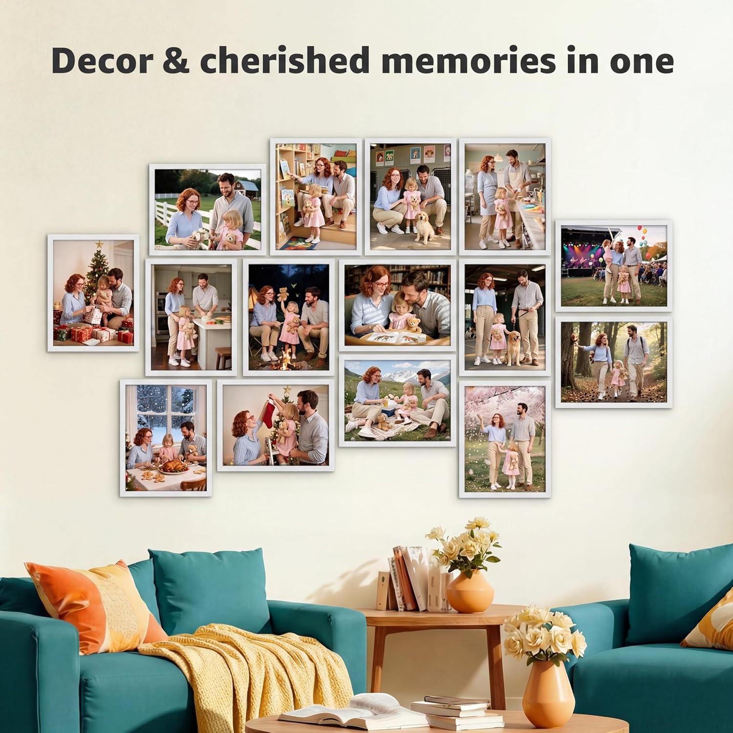 Giftgarden 8.5x11 Wooden Picture Frame Set of 15, White 8.5 by 11 Certificate Frames for Award Document Diploma Wall or Tabletop Display