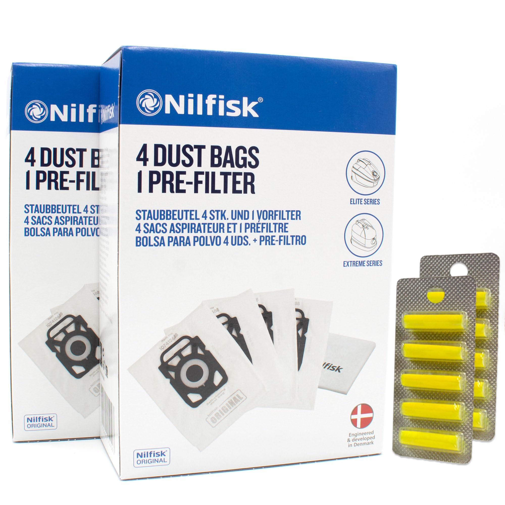 PakTrade 8 Sacs Aspirateur + 2 Microfiltre + 10 Parfums Compatible avec Nilfisk King 510-18230003, King 510-18230004 | 8 Sacs, Filtres, Désodorisants, Accessoires, Pièces de Rechange