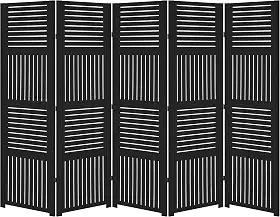 Biombo Pintado Divisoria Separador de Ambiente MDF Preto ou Branco (Preto, 5 Horizontal Vertical)