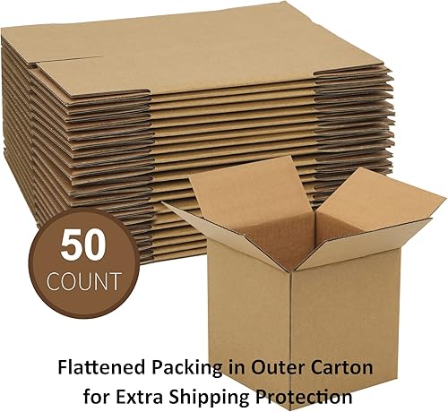 Miniatura 4 de FARRAY Cajas de envío de 4 x 4 x 4 pulgadas (tamaño interior), paquete de 50 cajas de cartón corrugado de papel kraft resistentes para embalaje por