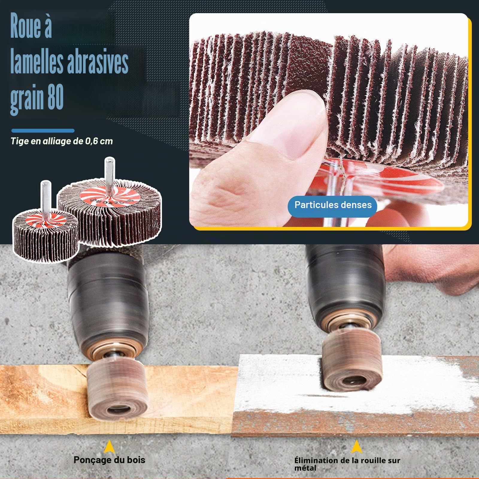 Glarks Ensemble de 9 brosses à roue métallique, brosse à roue métallique à revêtement en laiton avec tige de 6 mm pour l'élimination de la rouille de fer, la corrosion et le ponçage des surfaces