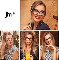 Vista 2 de JM Gafas de lectura con ojo de gato para mujer, lectores de computadora con bloqueo de luz azul con bisagra de resorte