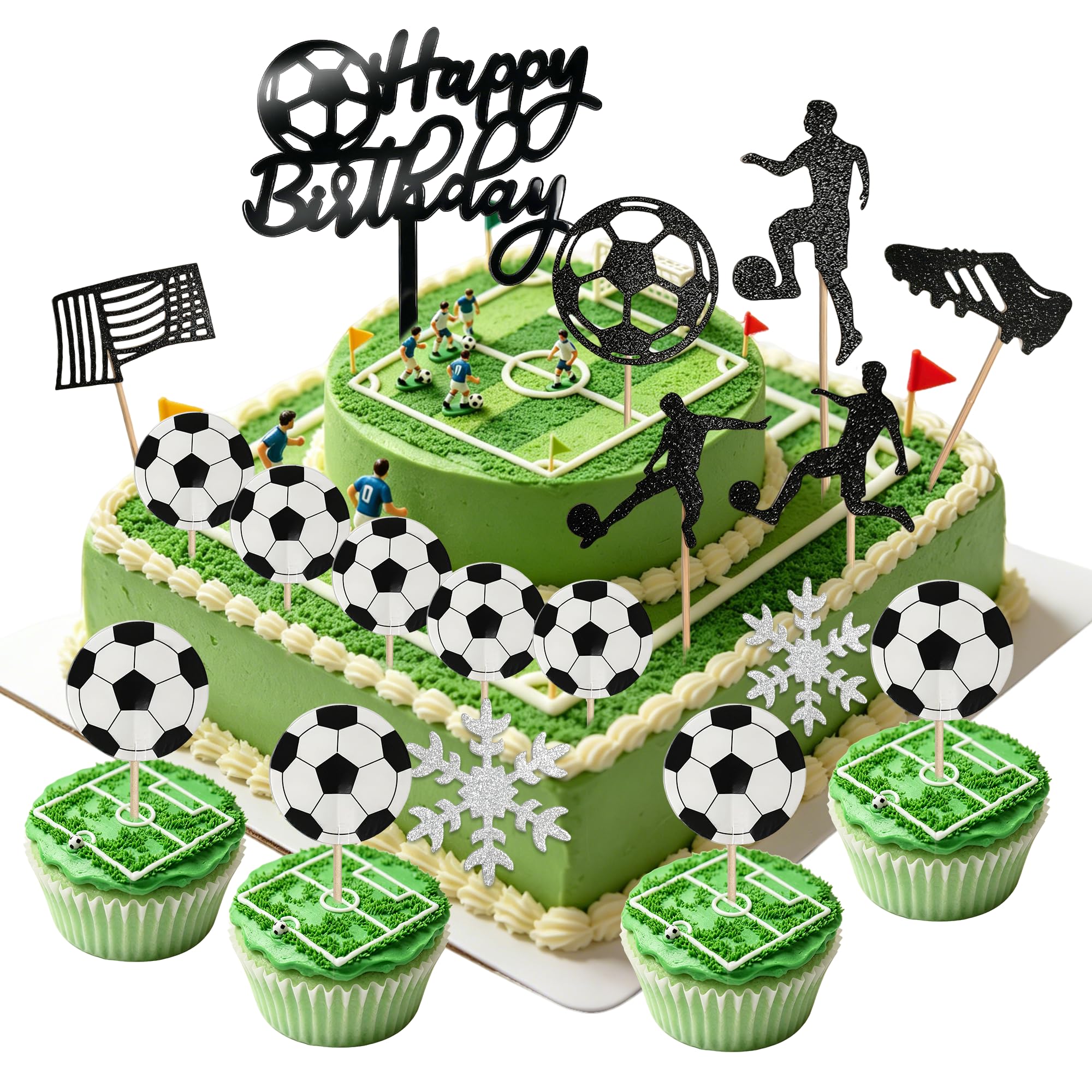 37 PCS Football Cake Toppers for Birthday Party Decoration
