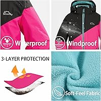 Vista 2 de Conjunto de traje de nieve para niñas, chaqueta de esquí de invierno y pantalones con capucha, resistente al viento, impermeable, cálido