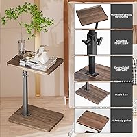 Vista 7 de Juego de 2 mesas ajustables en C, mesa auxiliar giratoria de 360°, mesa C de altura ajustable, mesa auxiliar en forma de C para sofá, cama, mesa