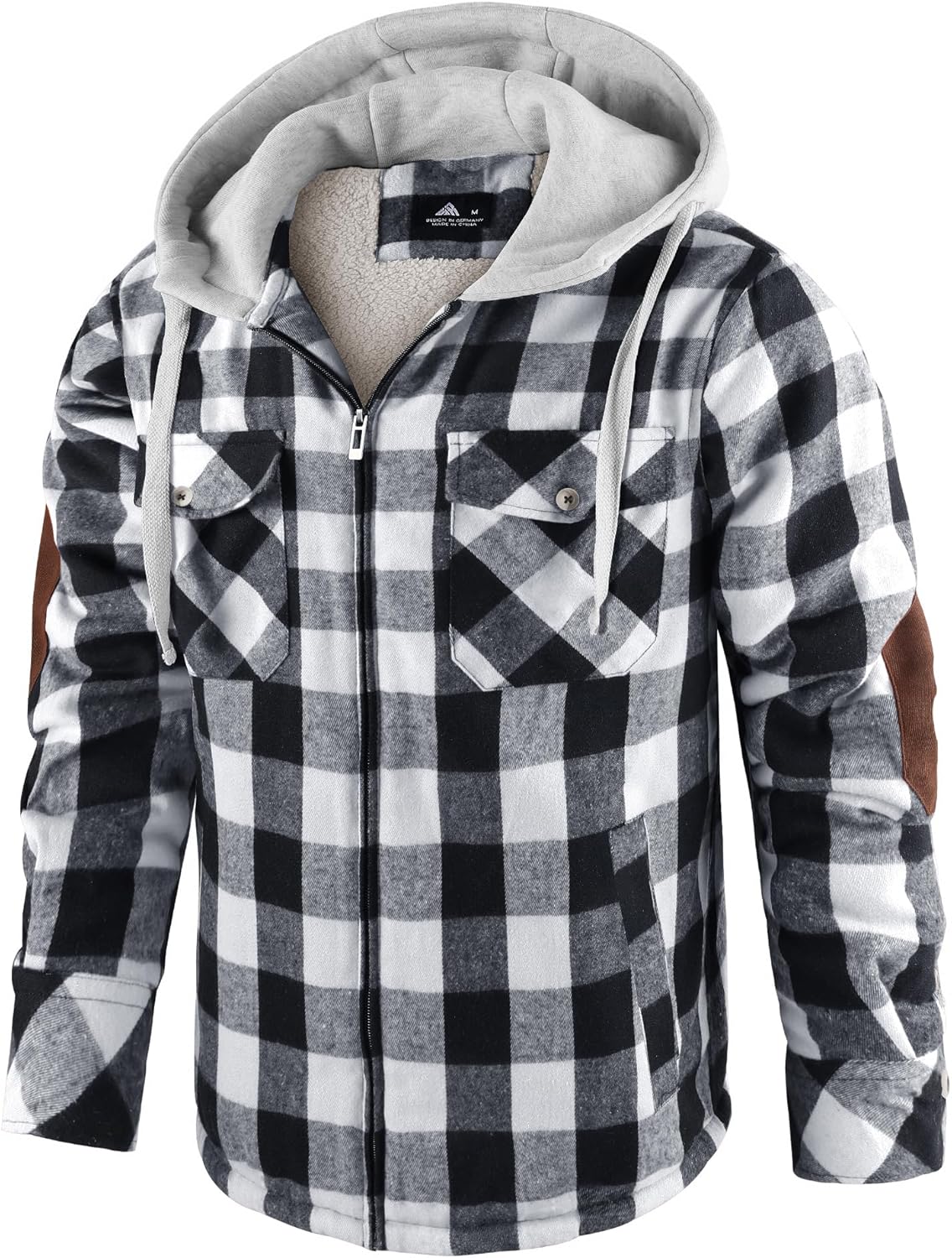 Mens Flannel Plaid Jacket Long Sleeve Fleece Sherpa Lined Winter Jacket Warm Coat - Image 2