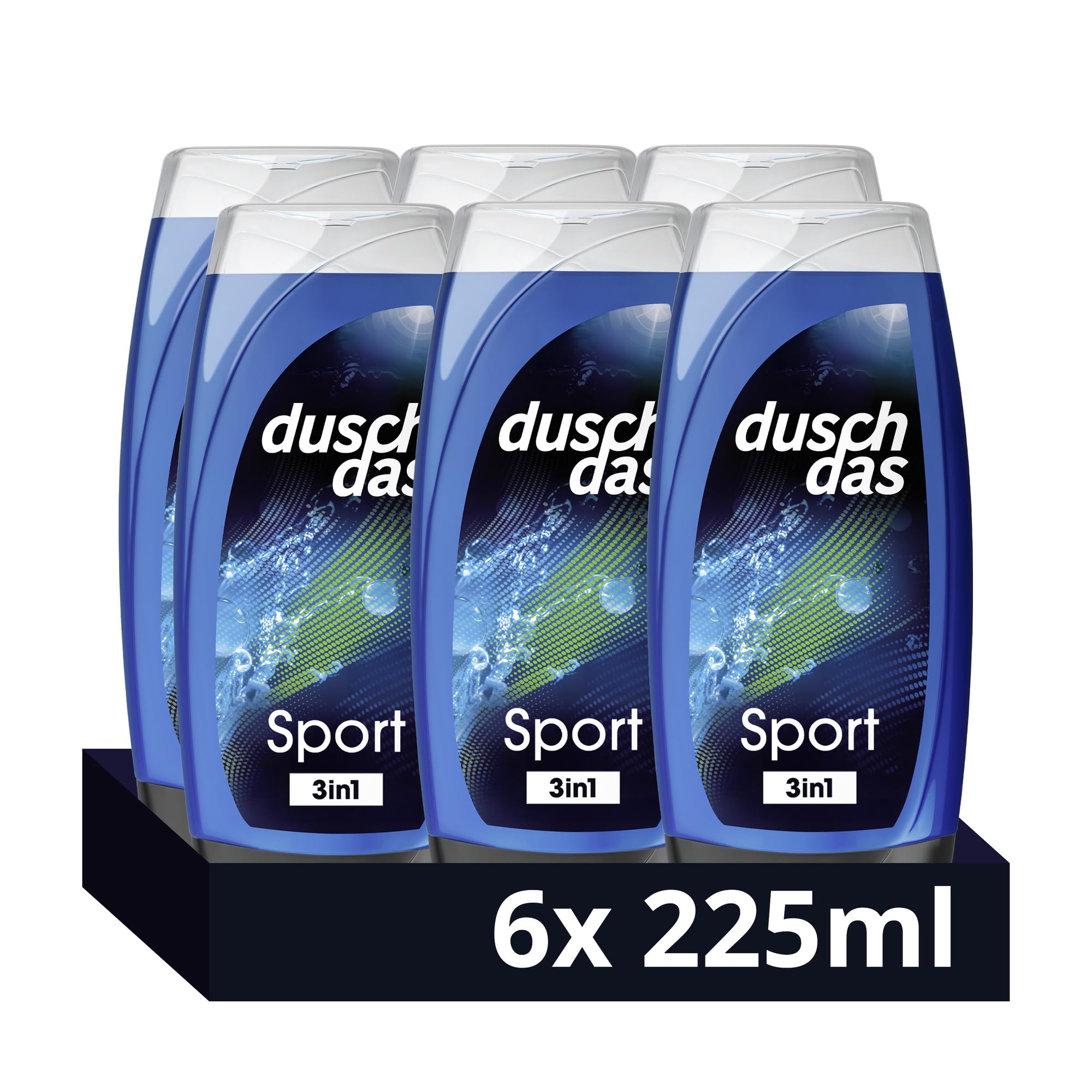 Duschdas 3-in-1 Duschgel & Shampoo Sport Duschbad mit Fresh-Energy-Duftformel sorgt für einen erfrischenden Start in den Tag 6x 225 ml