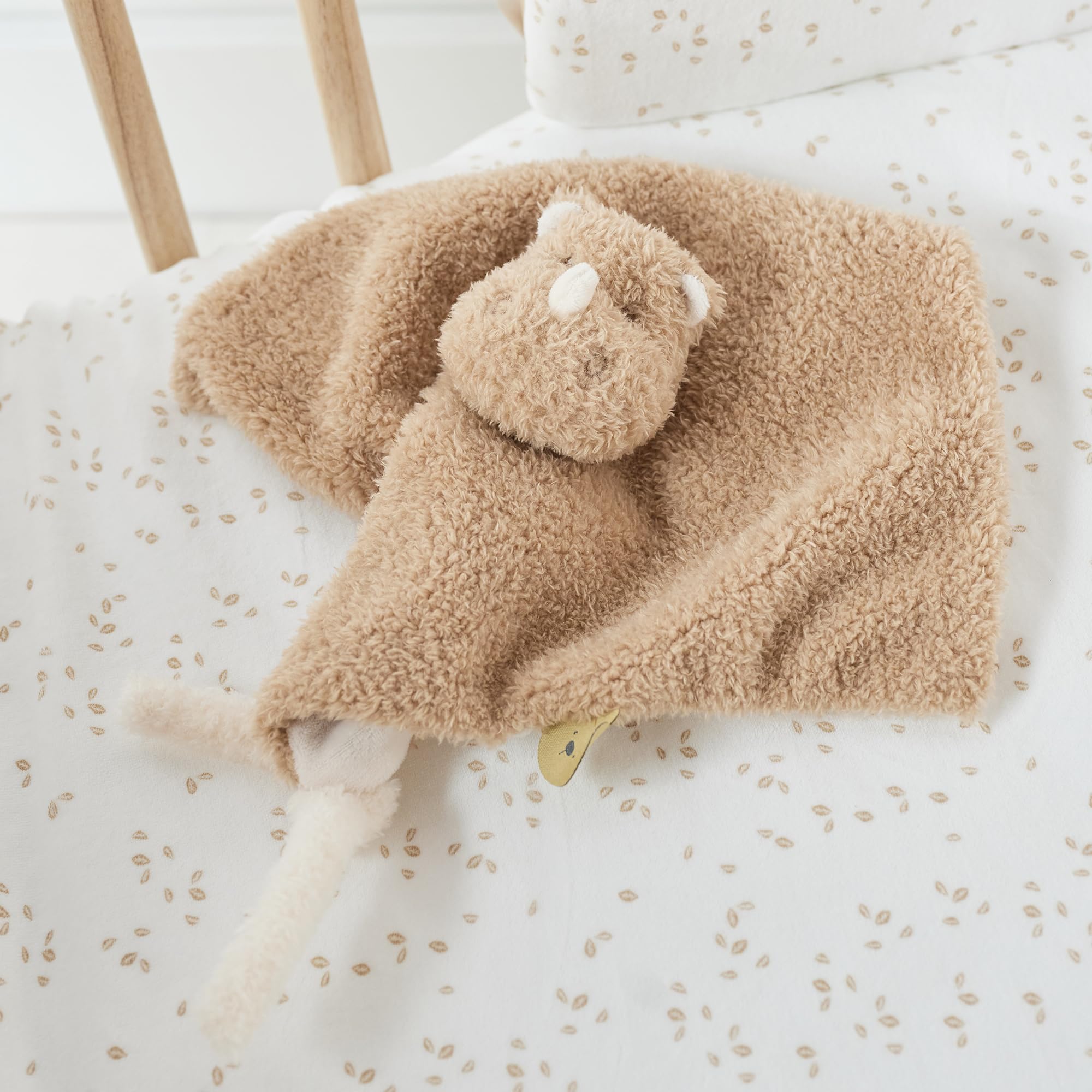 Nattou DouDou Comforter, Soft Cuddly Teddy Fabric, Baby and Infant Plush, Has Soother Attachment, Brown Rhino - Image 3