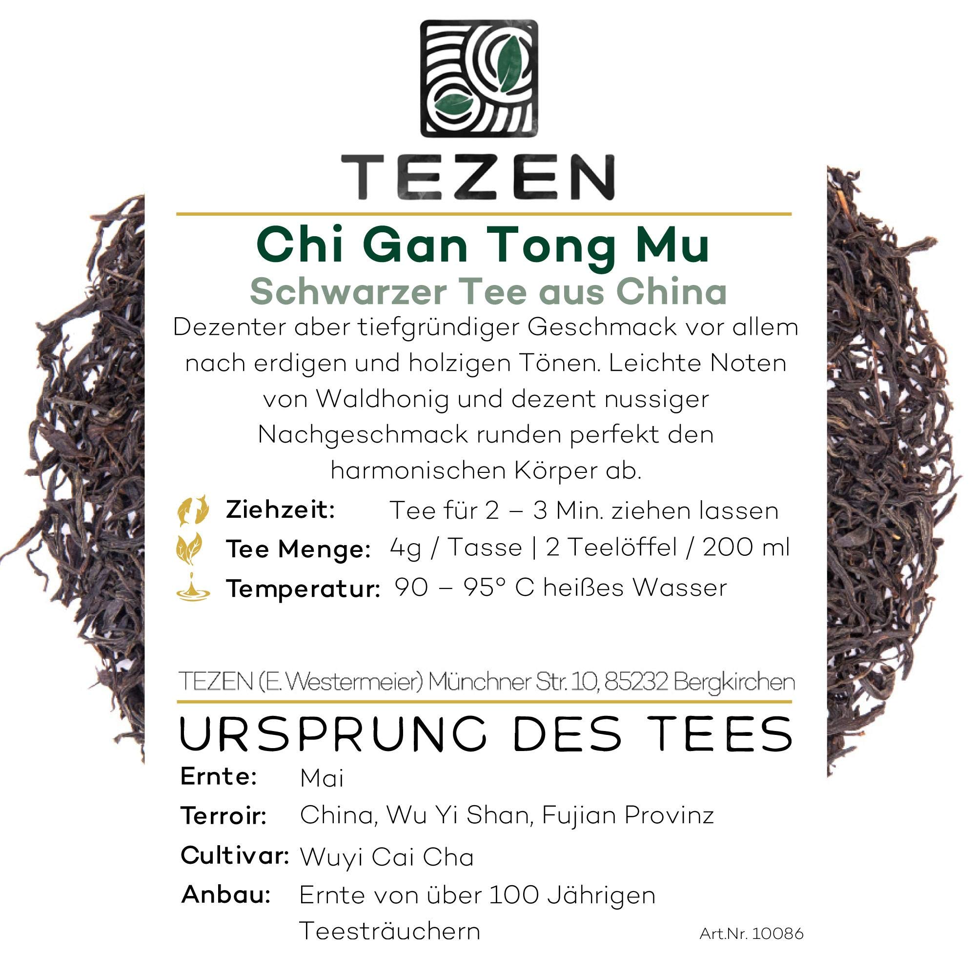 Chi Gan Tong Mu Guan Schwarzer Tee | Ernte 2024 | Schwarzer Tee Rarität aus Wuyishan, China | Hochwertiger chinesischer Schwarztee (80 g)