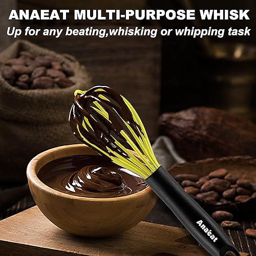 Vista 44 de Anaeat Batidor de globo de silicona, perfecto para utensilios de cocina antiadherentes, batidora de leche y huevos, batidor de cocina resistente al