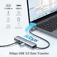 Vista 5 de Adaptador HUB USB C HDMI para MacBook Pro/Air, dongle USBC 7 en 1 con HDMI, lector de tarjetas SD/TF, puerto de datos USB C, 100W PD y 2 USB 3.0