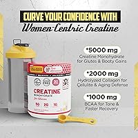 Vista 6 de Old School Labs 5g Creatine Monohydrate Powder with Collagen & BCAA ∣ Women's Post-Workout Formula for Muscle Repair & Recovery, Energy & Lean