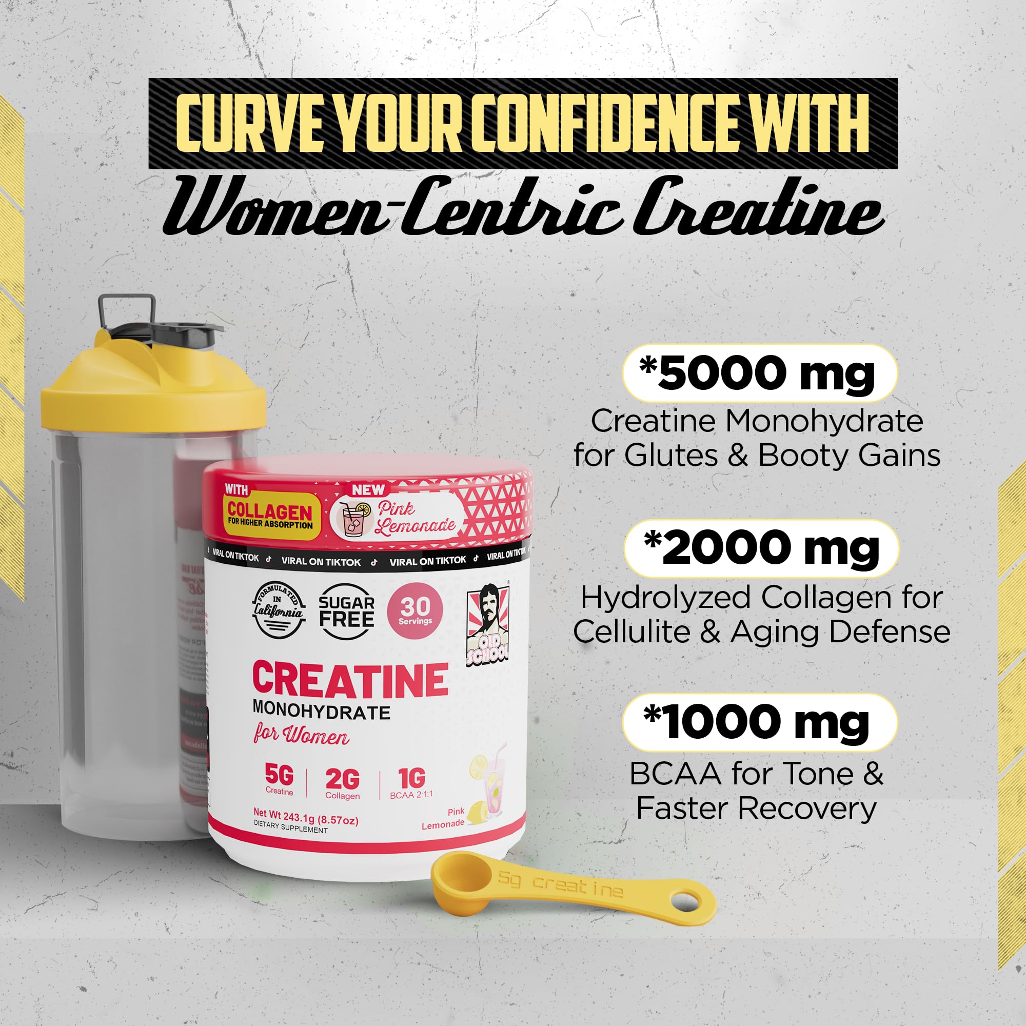 Old School Labs Creatine for Women with Collagen and BCAA, Pink Lemonade — Amazon image 6