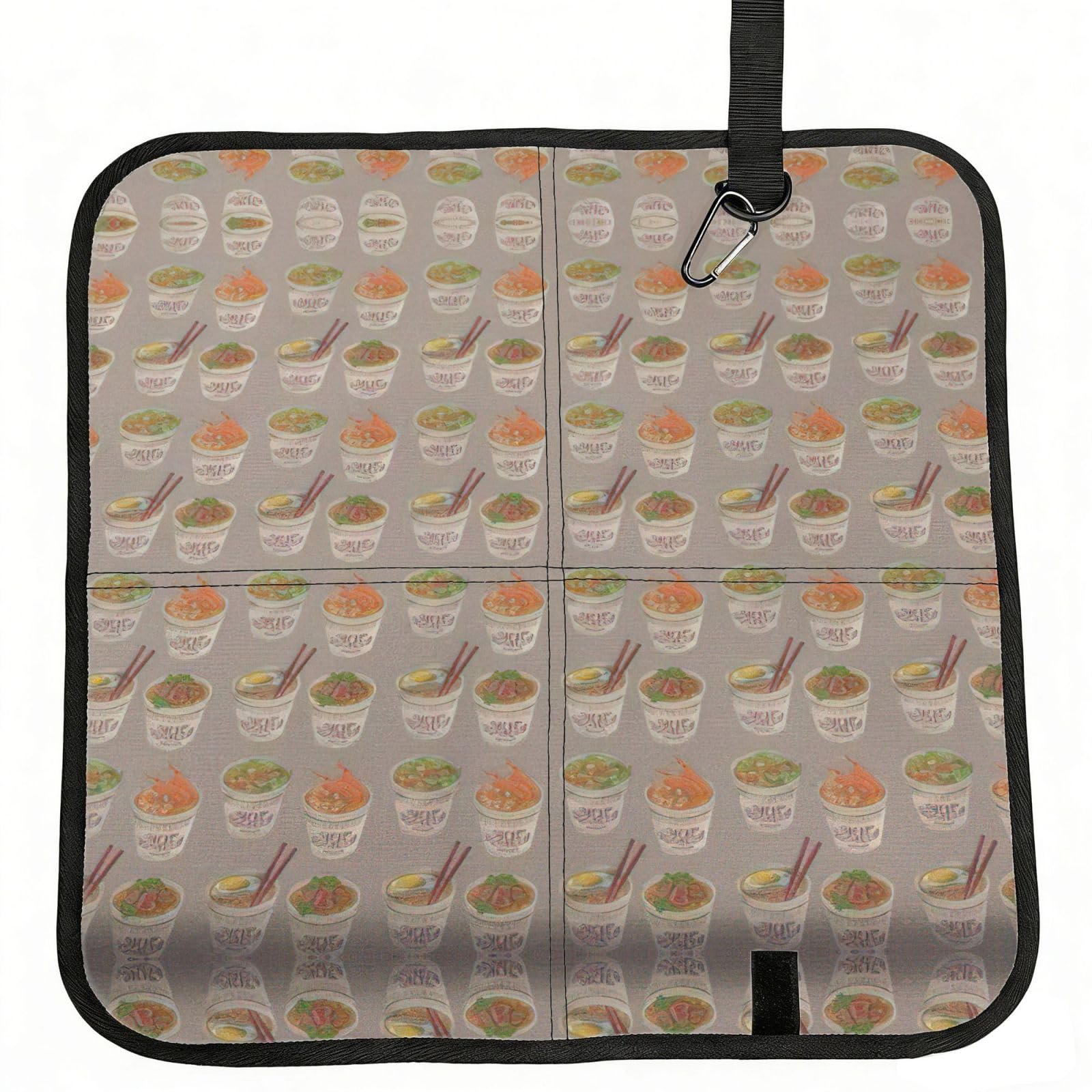 VCzsdff Egg Cup Noodle Ramen Print Portable Seat Cushion Folding Bleacher Pad Compact Picnic Sitting Mat Polyester 40cm