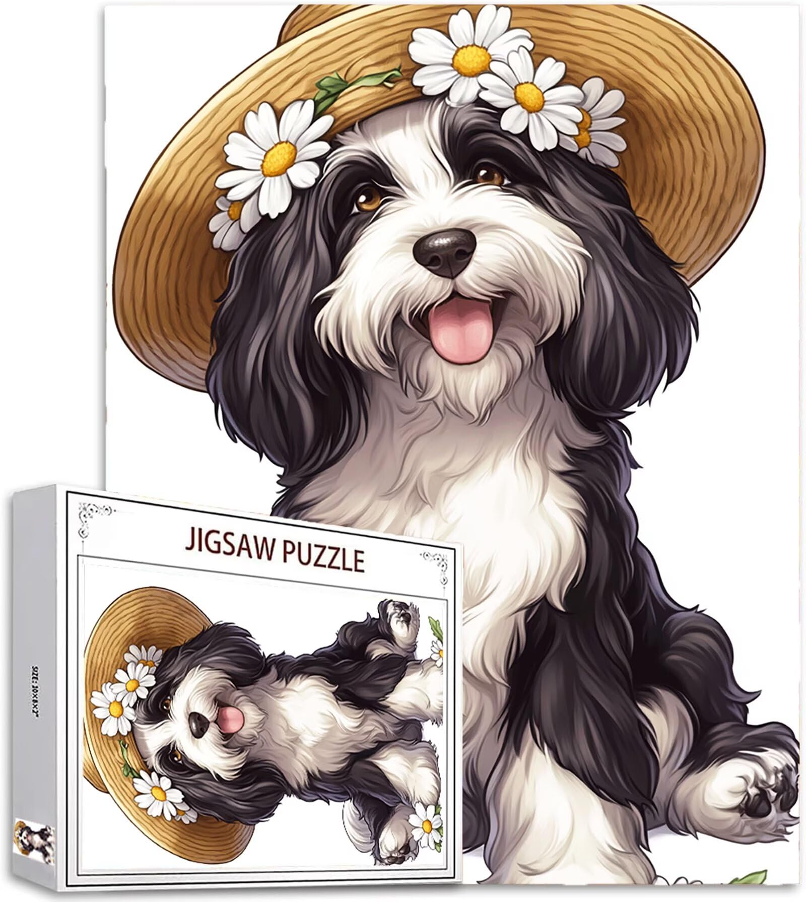 Pies Puzzle 1000 sztuk Dorosłych, Puzzle Zwierząt Wzór Projekt, Jigsaw Dorosłych, 5D DIY Rzemiosło Rodzina Zajęcia z Pakowaniem Pudełka, Dekoracja ścienna do domu, Prezent Kobiety, 75 x 50 cm