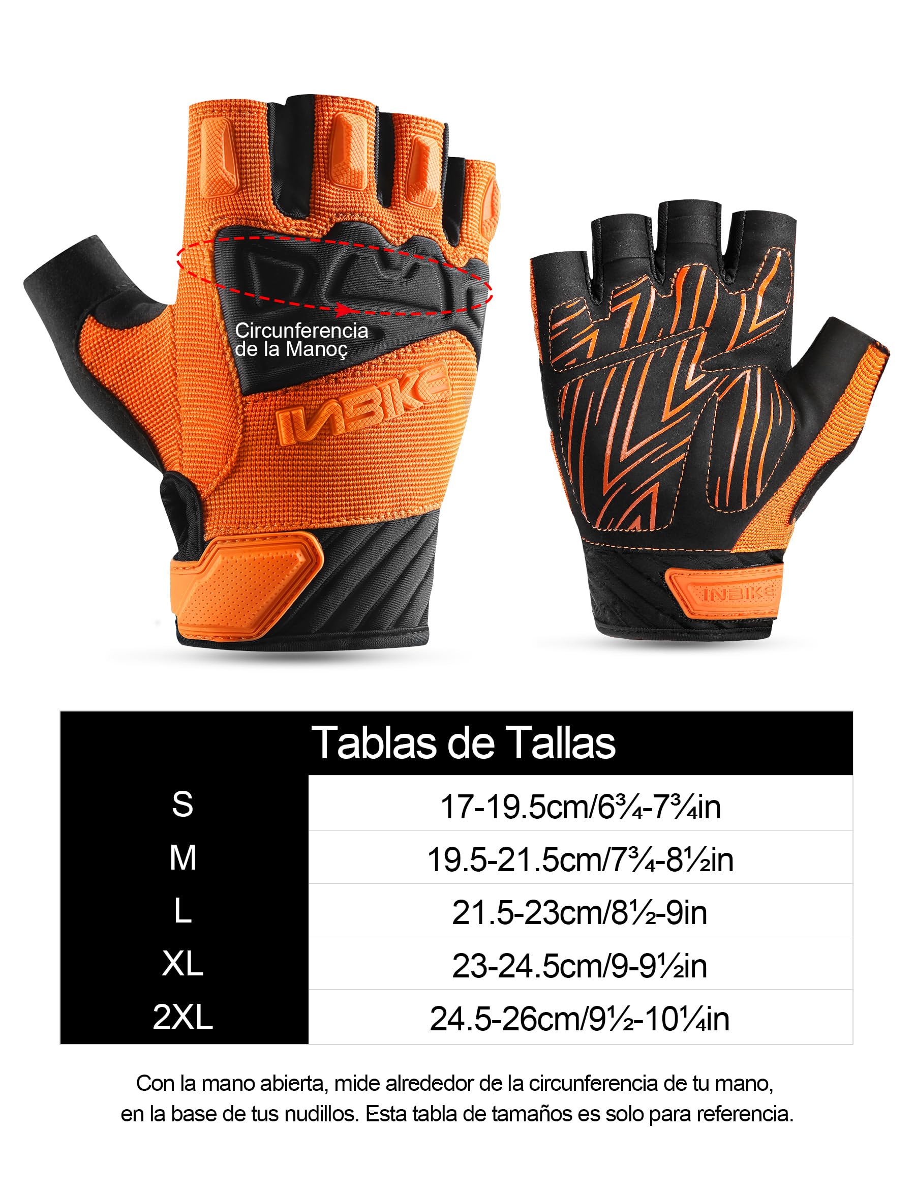 INBIKE Guantes Ciclismo Verano Hombre Mujer Guantes Bicicleta Elásticos Transpirables con Cierre De Velcro (MH010)