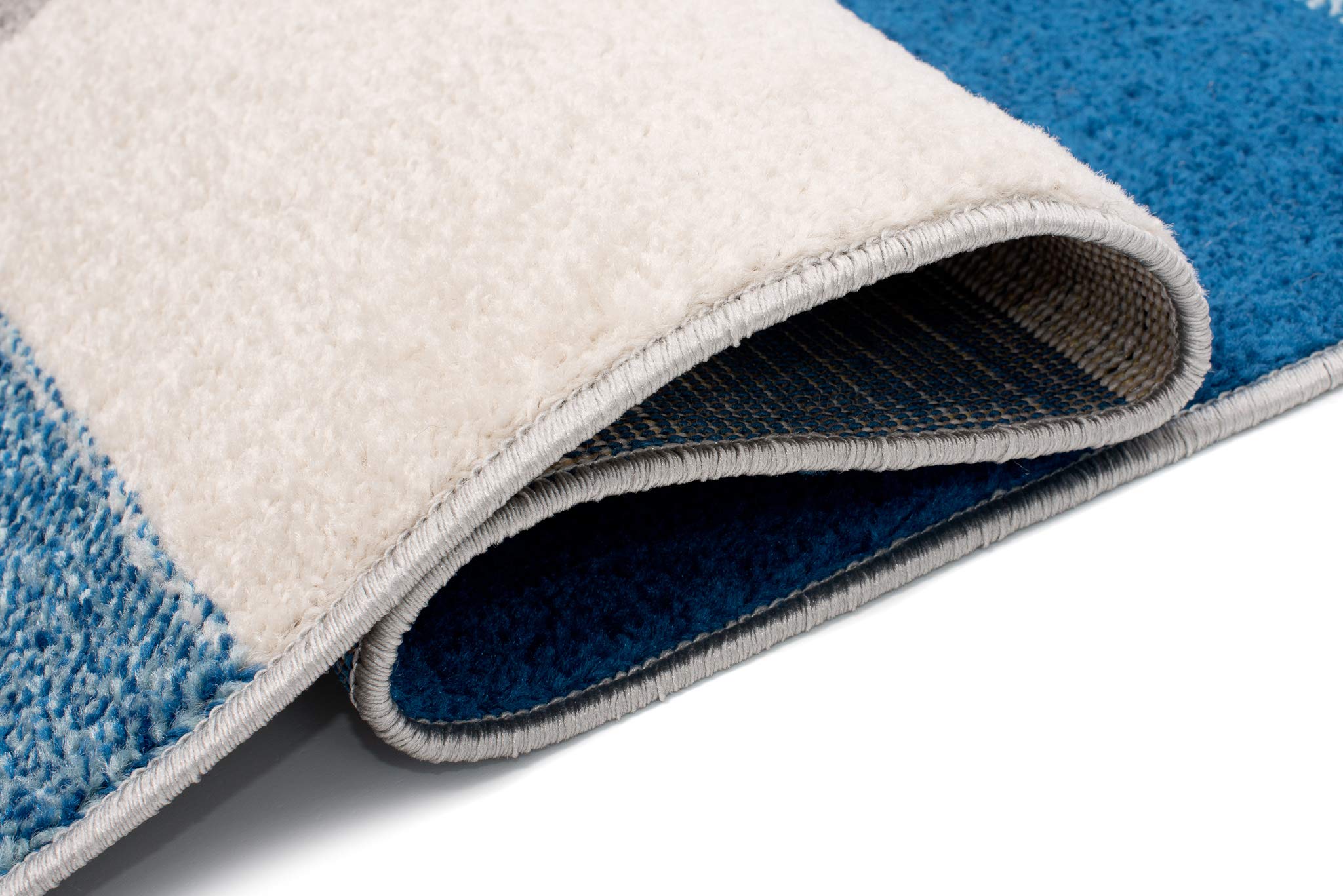 TAPISO Lazur Alfombra de Pelo Corto Resistente Diseño Moderno Tonos de Azul Gris Crema Alfombra de Dormitorio Habitación Infantil Juvenil Salón Oeko-Tex 120 x 170 cm
