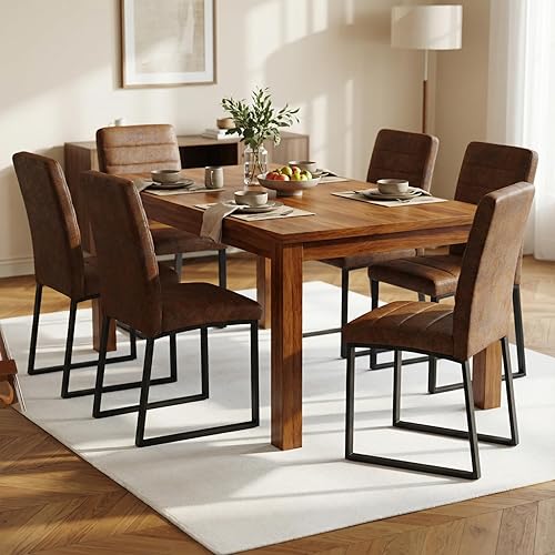 Miniatura 17 de Hommoo Juego de 2 sillas de comedor tapizadas de piel sintética, asiento acolchado sin brazos con patas de metal, moderna silla de comedor para Gris