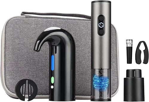 Miniatura 9 de Yoocylii Vertedor aireador de vino eléctrico, decantador de vino portátil de un solo toque y bomba dispensadora de vino para vino tinto y blanco,