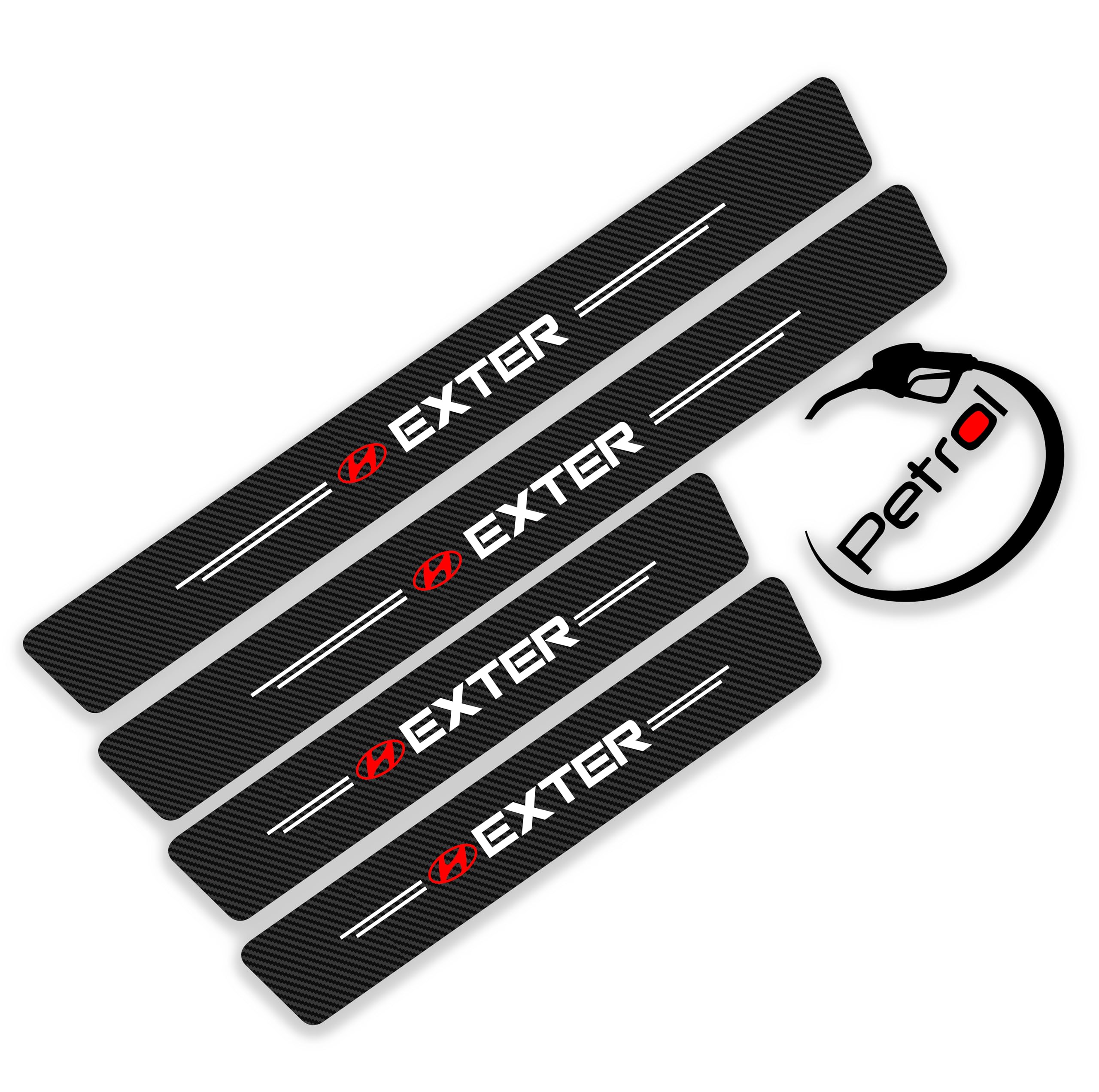 Car Door Carbon Fibre Wrap Sill Anti-Scratch Guard Protector for Hyundai Exter Black Carbon and White Logo 4 pcs Front and Rear-image-27