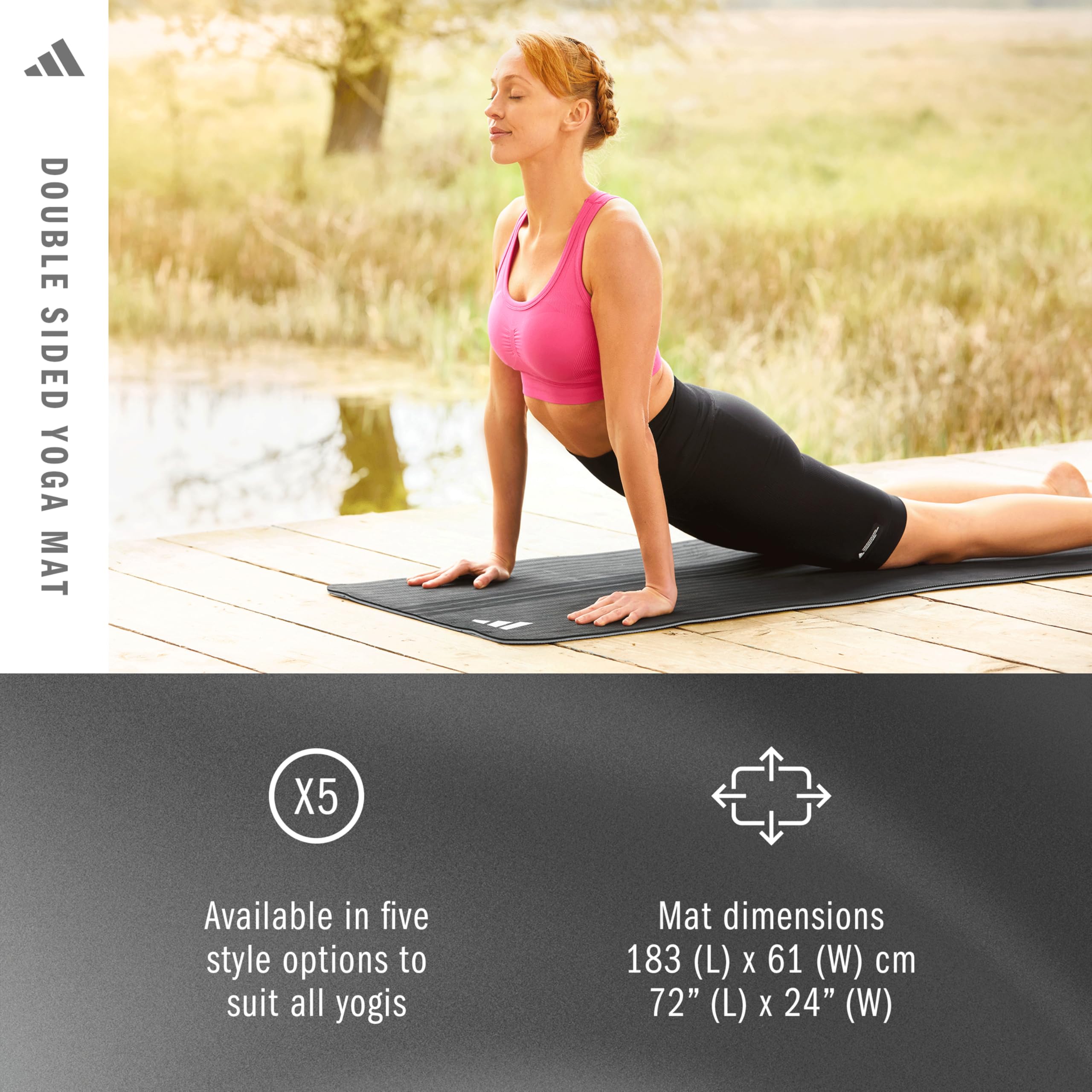 adidas - Esterilla de yoga de doble cara de 6 mm (gris)