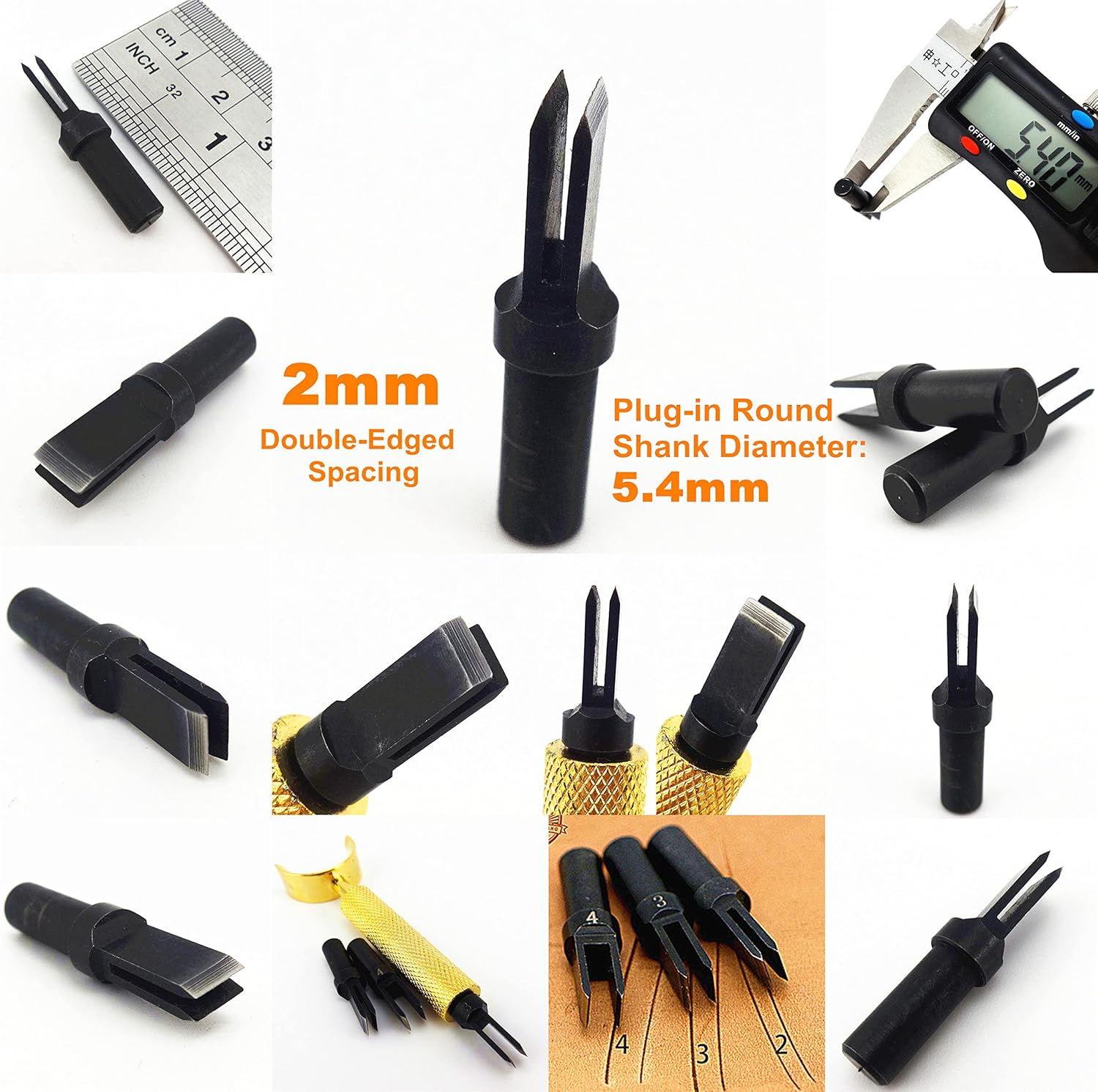 3pcs 2/3/4mm Leather Craft Swivel Rotate Carving Cutter Double-Edged Blade Tool Set