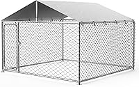 Vista 11 de Perrera para perros de 6.8 x 6.8 pies para exteriores, resistente, con cubierta impermeable y bloqueo de seguridad, malla de alambre galvanizado
