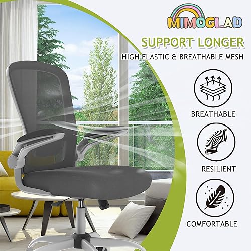 Miniatura 4 de Mimoglad Silla de oficina en casa, silla de escritorio con respaldo alto, silla ergonómica de malla para computadora con soporte lumbar ajustable y