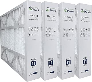 AirPurete Furnace Filters AP-LX20255 | Actual size : 19-3/4" x 24-3/4" x 4-3/8" | Nominal size : 20x25x5 | PACK OF 4 FILTERS | Replaces Lennox Healthy Climate models: HCF20-16, X6673 (HCF20-11)