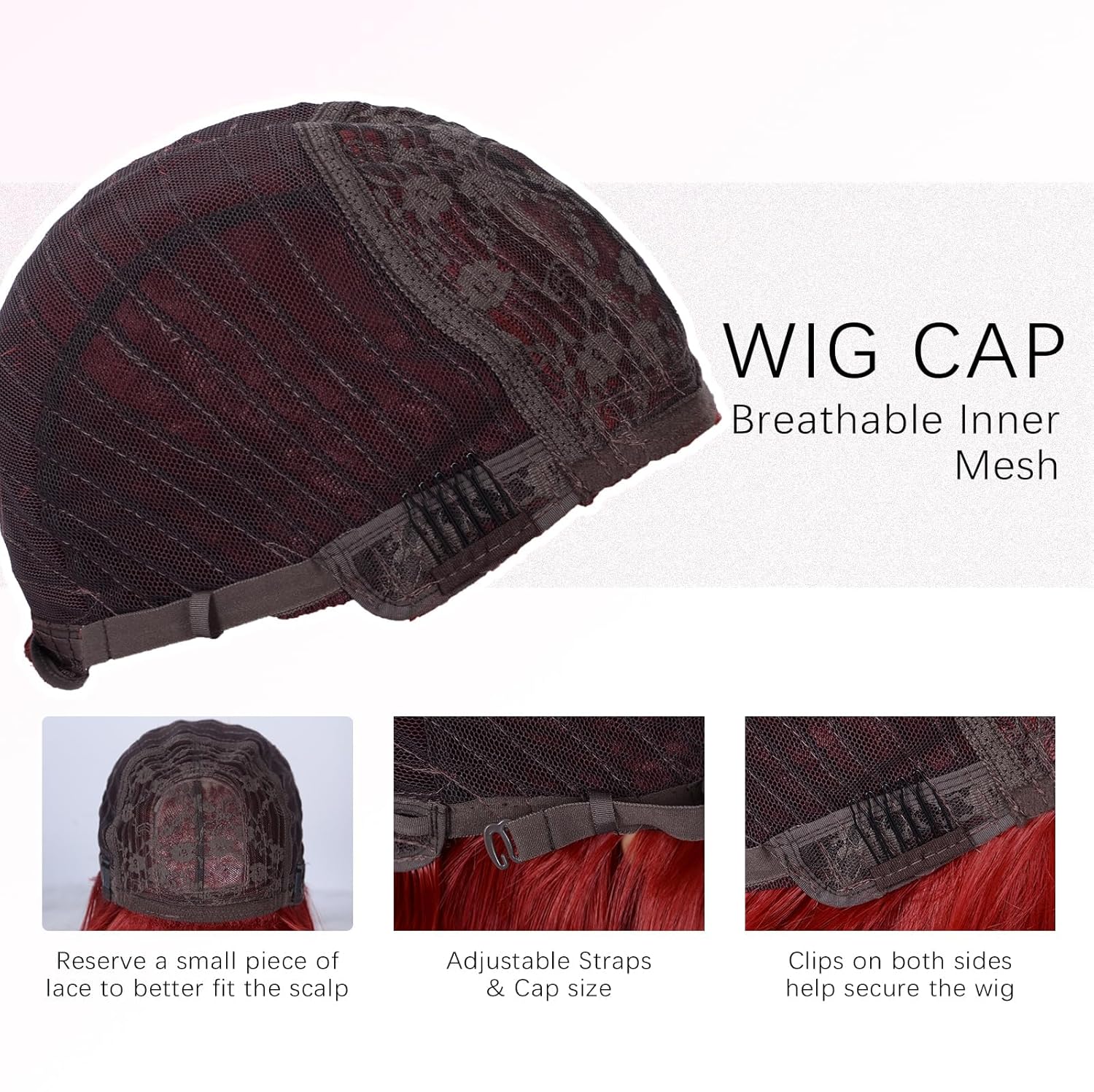 Red Wig with Bangs for Women Long Straight Burgundy Wig for Grils Heat Resistant Synthetic Colored Wig for Daily Party Halloween Cosplay Wig 24in - Image 7