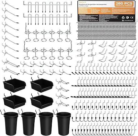 Pegboard organizer kit with hooks