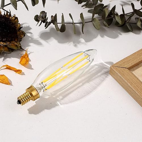 Miniatura 5 de Bombillas LED de Candelabro B11C35 Regulables Edison Bombillas de Luz Blanca Diurna 4000K, 8W, Base E12 Bombillas para Ventilador de Techo, Paquete