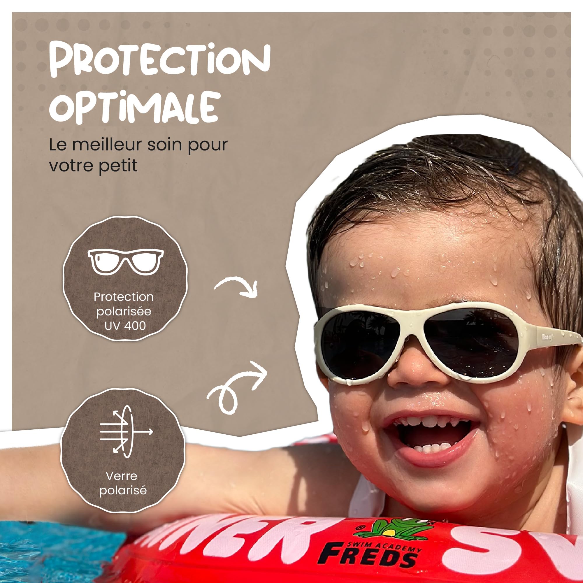 Lunettes de Soleil Bébé - 0-2 Ans - Protection UV400 Polarisée - Cadre Flexible et Pliable - Bande Élastique Réglable - Lunettes de Soleil Sûres et Confortables - Pour Enfant – Joya