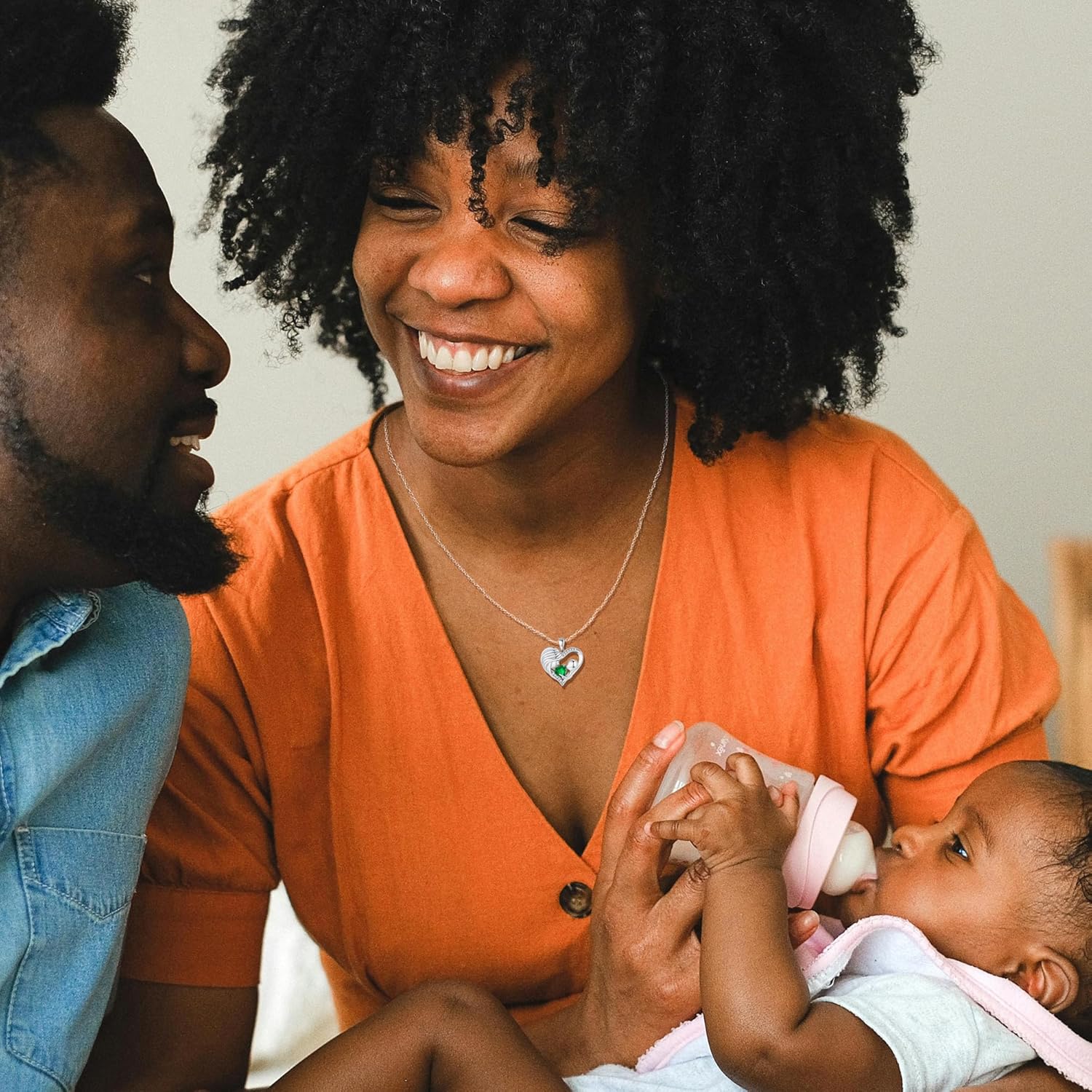 FANCIME Mom Birthstone Necklace Mother and Child Love Heart Necklace I Love You Mom Gifts Mothers Day Birthstone Jewelry Gifts for Grandmother Women Wife, 16"+2" Inches - Image 4