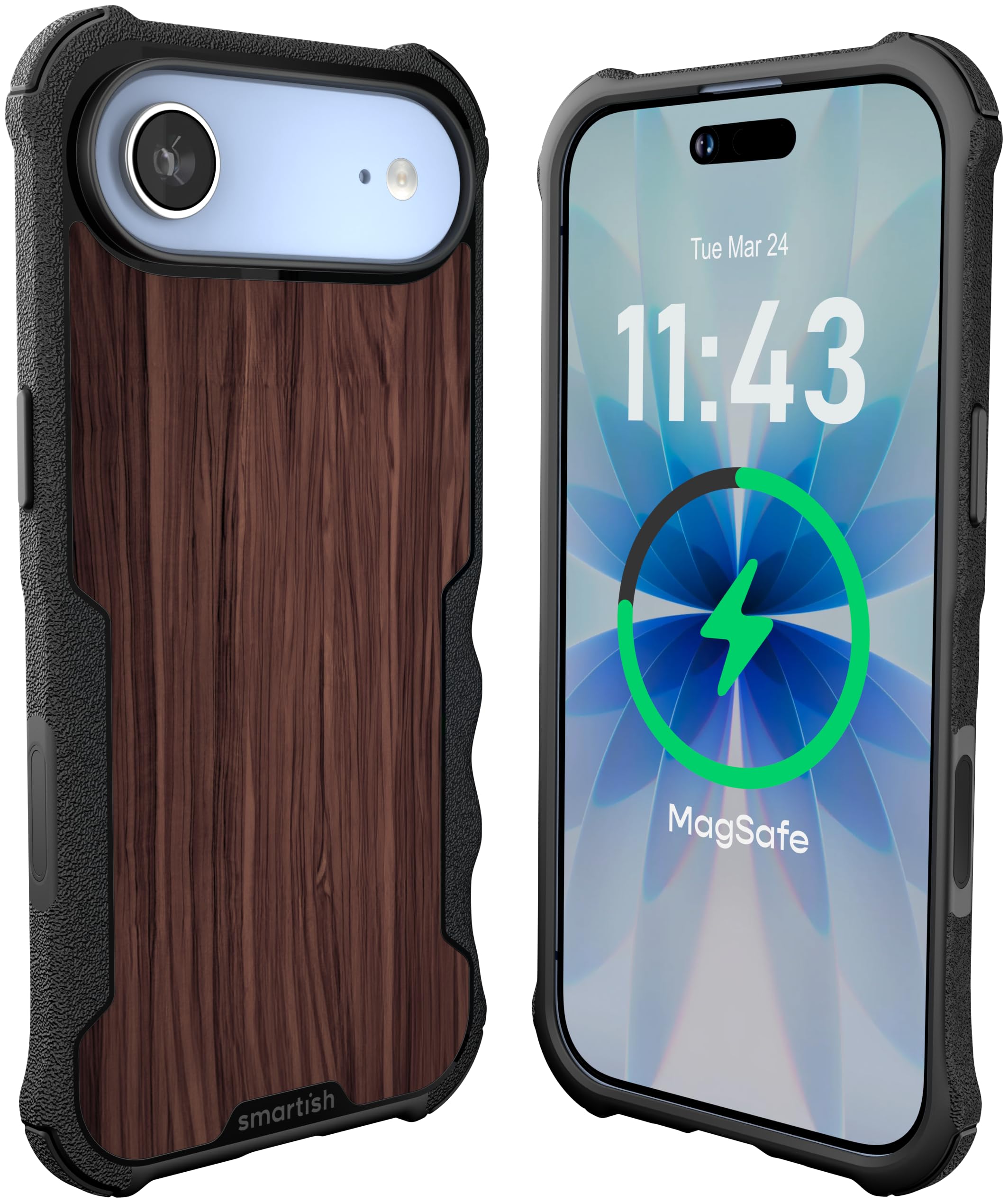 Smartish Gripzilla - Funda magnética protectora para iPhone Air, resistente y resistente, con protección probada contra caídas para Apple iPhone Air, madera de nogal